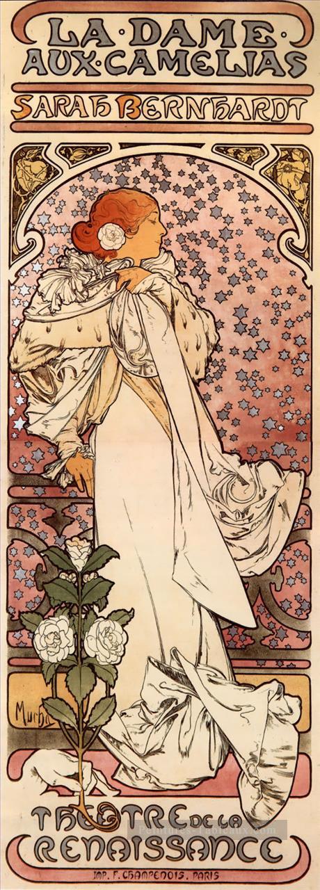 La Dame aux Camélias 1896 Art Nouveau tchèque Alphonse Mucha Peintures à l'huile